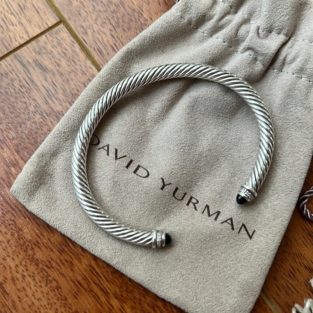 David yurman cable bracelet with black onyx & diamonds